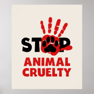 Poster gegen Tierquälerei mit Pfotenabdruck auf ei