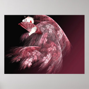 Poster Geisha en rouge