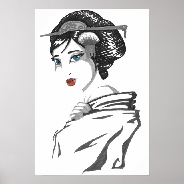Poster Geisha monochrome (Devant)