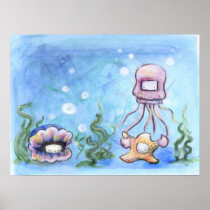 Poster Gelée et étoiles de mer