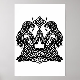 Poster Gémeaux — Jumeaux du zodiaque de l'encre hantée