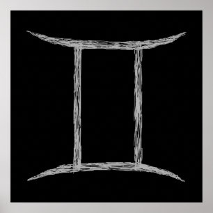 Poster Gémeaux. Signe d'astrologie de zodiaque. Noir