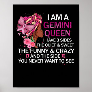 Poster Gemini Black Queen J'ai 3 Sides April Girl Women