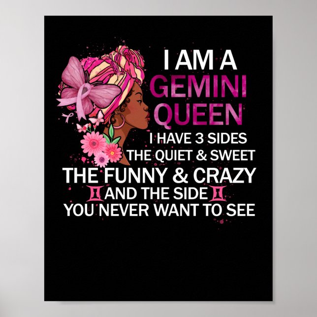 Poster Gemini Black Queen J'ai 3 Sides April Girl Women (Devant)