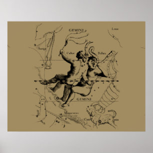 Poster Gemini Constellation Map Hevelius vers 1690