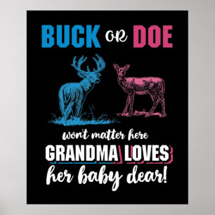 Poster Gender Reveal Buck or Doe Party Grandma