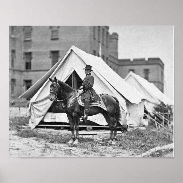 Poster Général Joseph Hooker À Cheval (Devant)