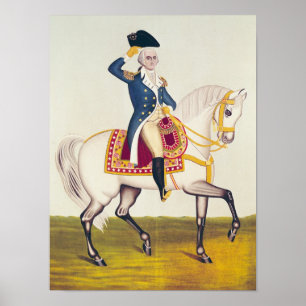 Poster Général Washington sur un chargeur blanc, vers 183