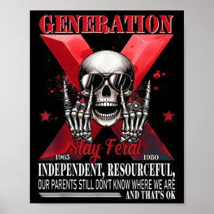 Poster Génération X Séjour Feral Funny Skeleton Gen X Hum