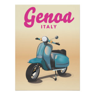 Poster Gênes Italie scooter