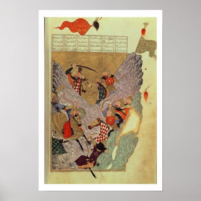 Poster Genghis Khan (c.1162-1227) combat les Chinois à (Devant)
