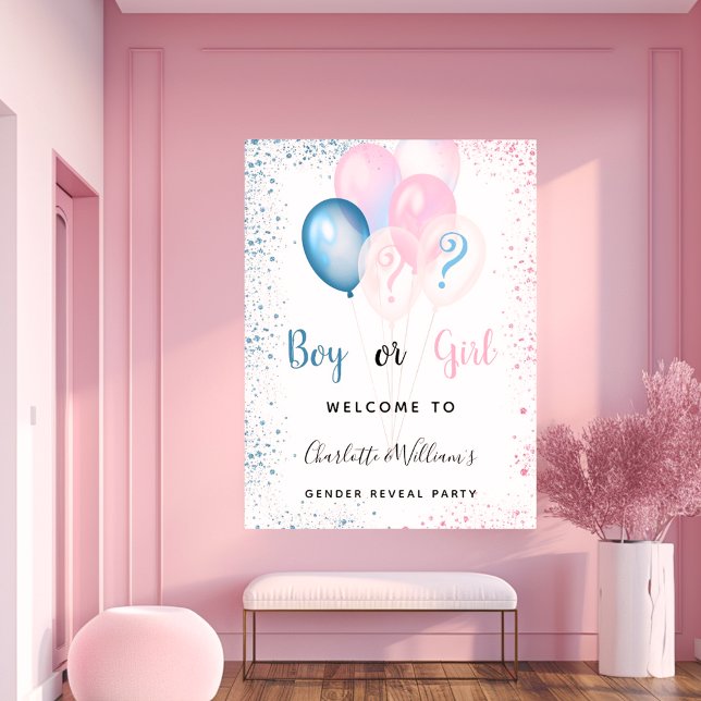 Poster Genre révéler la fête garçon fille bleu rose parti (Créateur téléchargé)