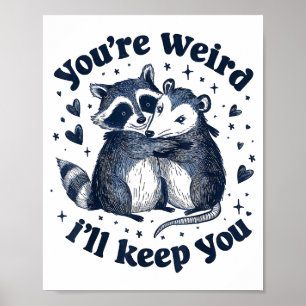 Poster Gentil opossum raton laveur étreignant un couple o