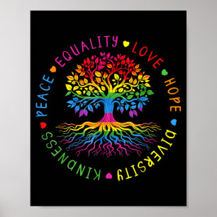 Poster Gentillesse Paix Égalité Amour Espoir Diversité Hu