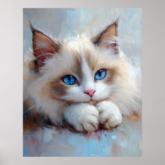 Poster Gentle Ragdoll Cat – Soft Pastel Art Print