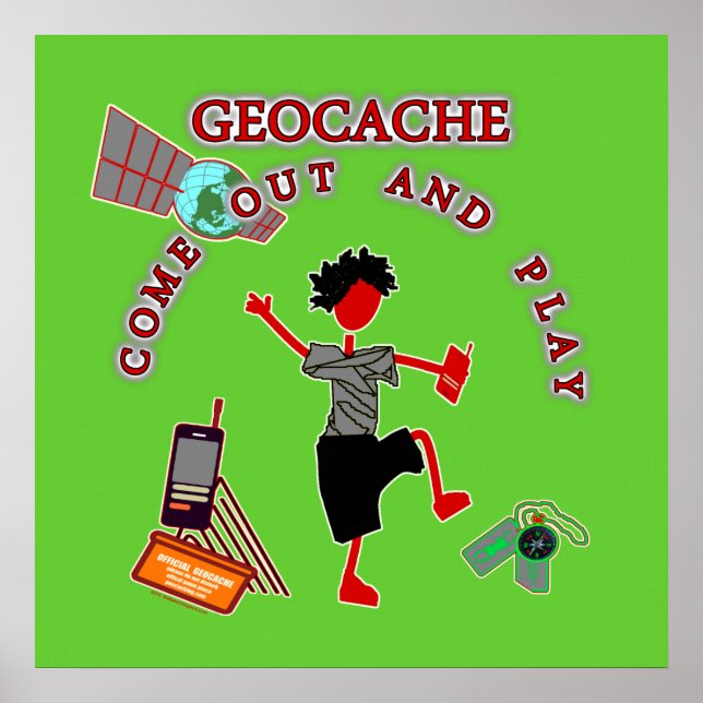 Poster Geocache Sortent Et Jouent (Devant)