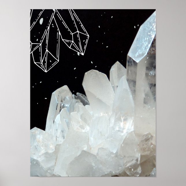 Poster Géode de cristal quartz blanc Géode Pierre naturel (Devant)