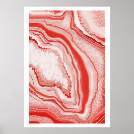 Poster Géode moderne Coral rose d'Agate Abstrait Géode