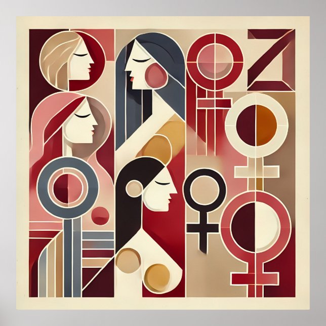 Poster Geometric Abstract Art Celebrating Women (Devant)