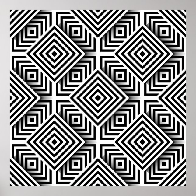 Poster Geometric pattern. Black and white. Squares and st (Devant)