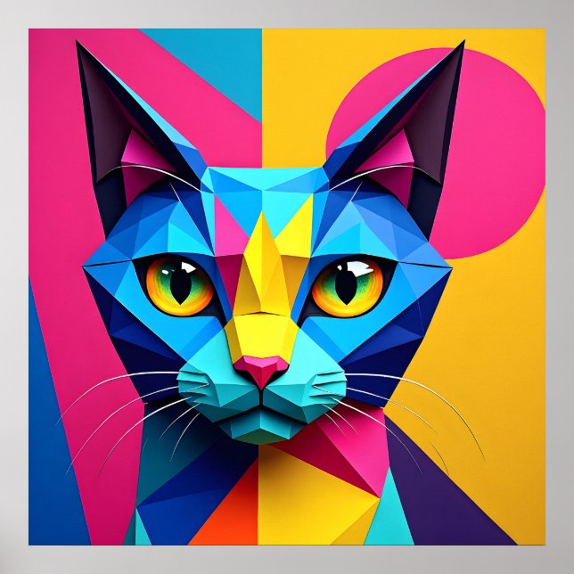 Poster Geometric Pop Art Cat (Devant)