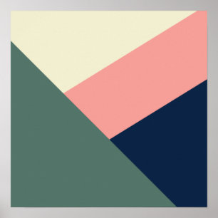 Poster Géométrie abstraite minimale rose et verte