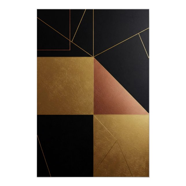 Poster Géométrie de reflets dorés (Devant)