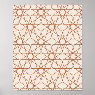 Poster Géométrie d'étoile quintuple en terre cuite et ivo