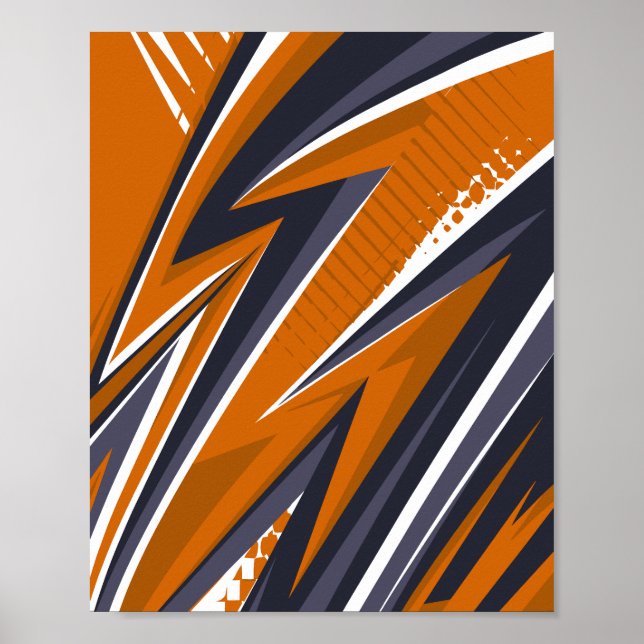 Poster Géométrie dynamique en orange, noir, gris et blanc (Devant)