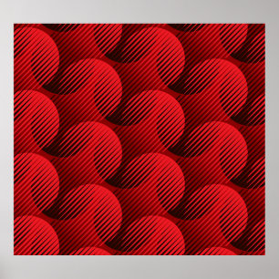 Poster Géométrie rouge : art de la ligne matricielle