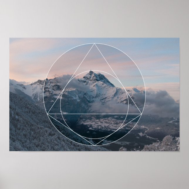 Poster Géométrie sacrée contre Montagnes (Devant)