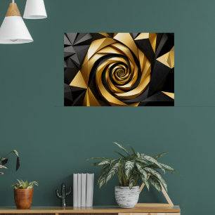 Poster Géométrie spirale dorée
