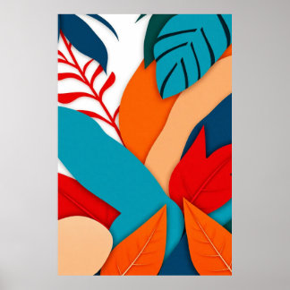 Poster Géométrie tropicale : Collage numérique gras et dy