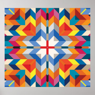 Poster Géométrie vintage : blocs de couleurs scandinaves