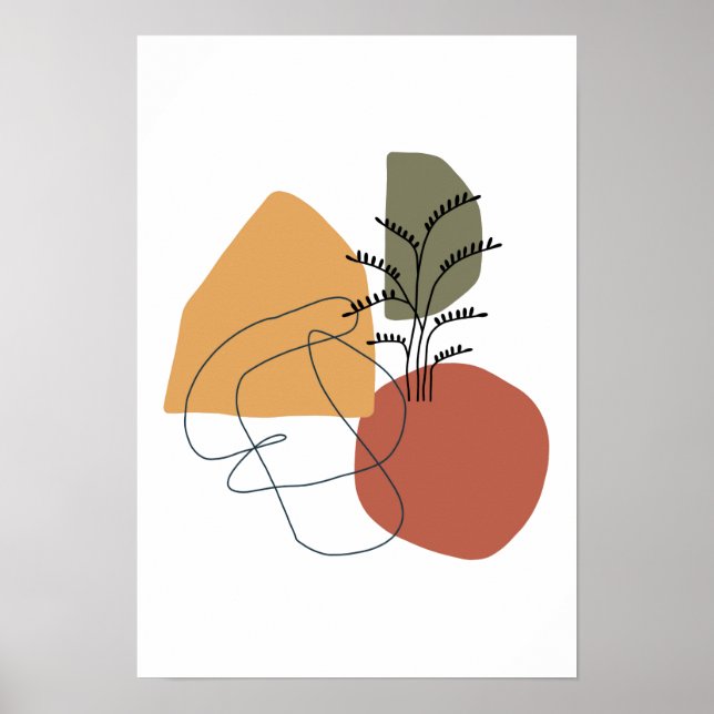 Poster Géométrique, abstrait, minimal, moderne, pastel, P (Devant)