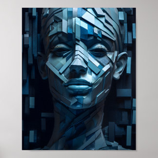 Poster Géométrique belles femmes visage forme femelle fil