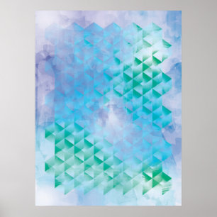 Poster Géométrique bleu et vert