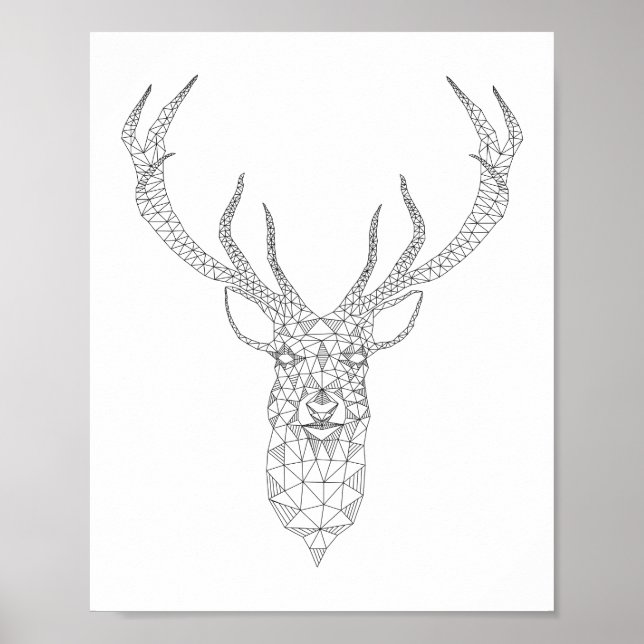 Poster géométrique des cerfs (Devant)