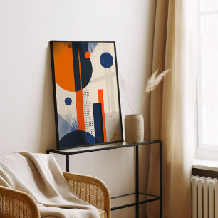 Poster Géométrique minimaliste noir et orange