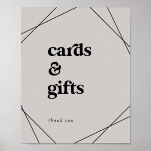 Poster Géométrique moderne Carte grise et signe cadeau