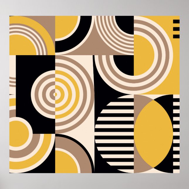 Poster Géométrique moderne, motif vintage abstrait (Devant)