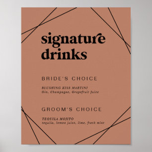 Poster Géométrique moderne   Signature cuivre Signet bois