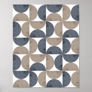 Poster Géométrique Moderne Texturé Demi-Lune Milieu de Si