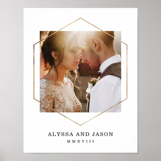 Poster Géométrique | Photo Mariage et date du chiffre rom (Devant)