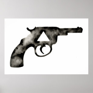 Poster Géométrique. Pistol. Noir Blanc. Humeur. Triangle