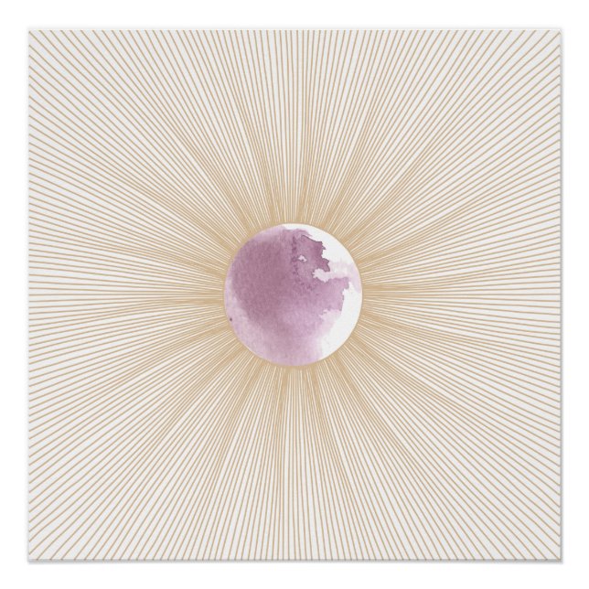 Poster Géométrique Purple Moon Cycle brillant (Devant)