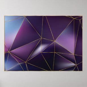 Poster géométrique violette Abstraite avec lignes dorées