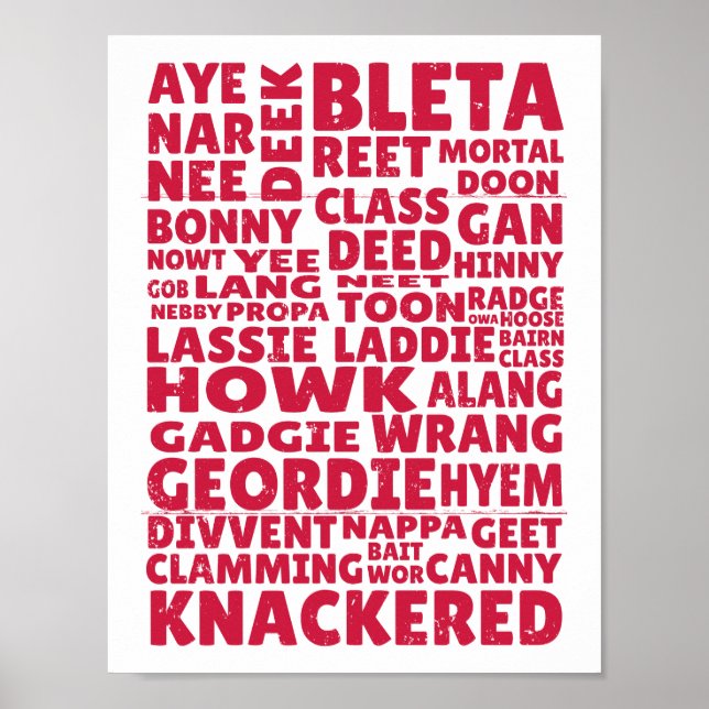 Poster Geordie slang (Devant)