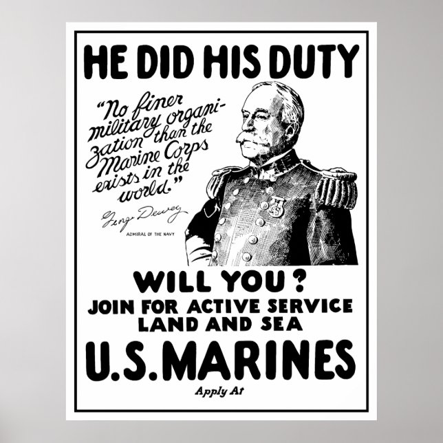 Poster George Dewey US Marines (Devant)