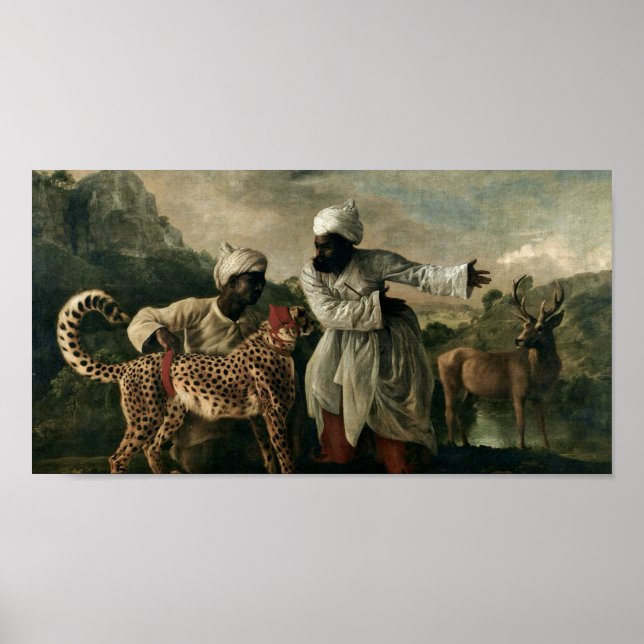 Poster George Stubbs - Cheetah avec deux serviteurs indie (Devant)